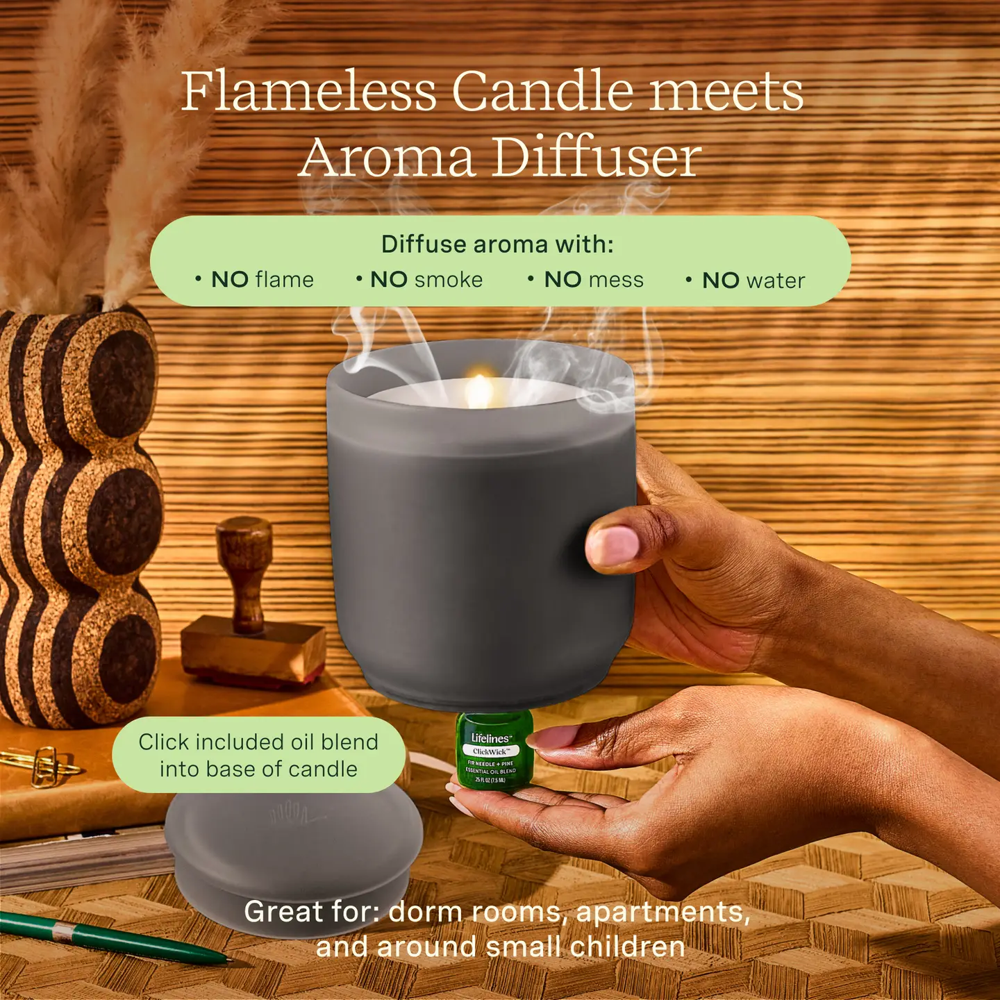 Lifelines™ ClickWick® Flameless Candle Diffuser in Charcoal - Image 2