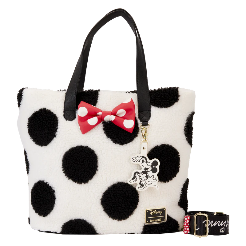 Loungefly Minnie Mouse Rocks the Dots Classic Sherpa Tote Bag SALE