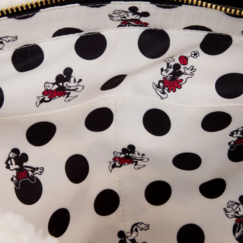 Loungefly Minnie Mouse Rocks the Dots Classic Sherpa Tote Bag SALE - Image 2