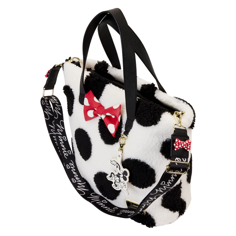 Loungefly Minnie Mouse Rocks the Dots Classic Sherpa Tote Bag SALE - Image 4