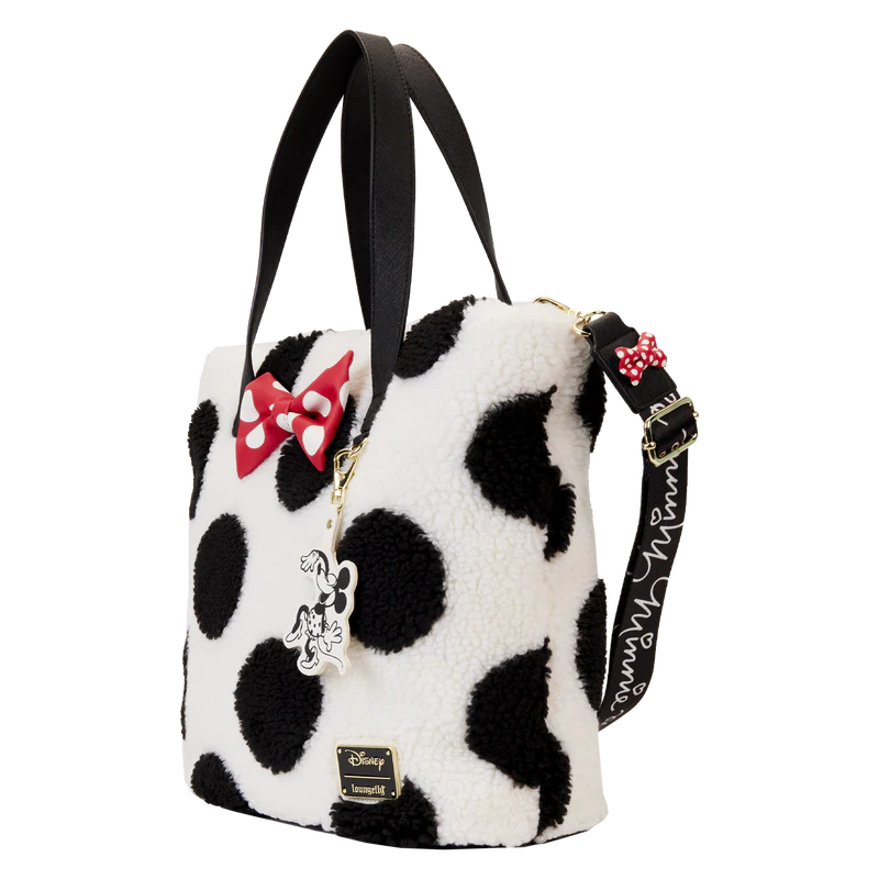 Loungefly Minnie Mouse Rocks the Dots Classic Sherpa Tote Bag SALE - Image 5