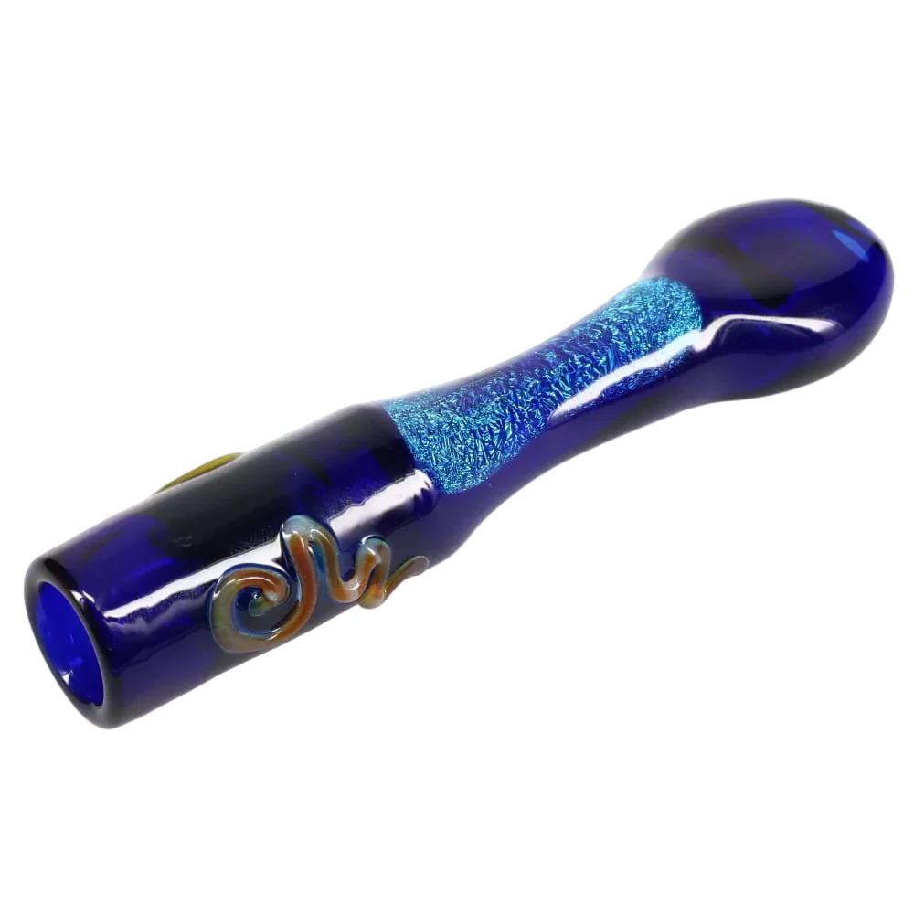 Matty White Glass Color and Dichro Squiggle Chillum - Image 3