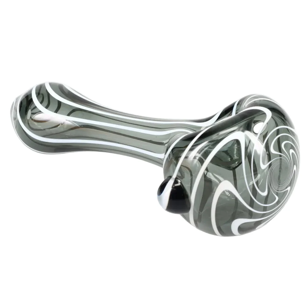 Matty White Glass Lollipop with White Lines Spoon - Assorted Colors - Image 2