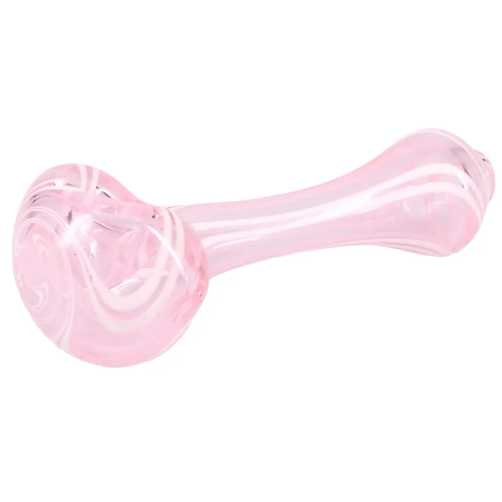 Matty White Glass Lollipop with White Lines Spoon - Assorted Colors - Image 4