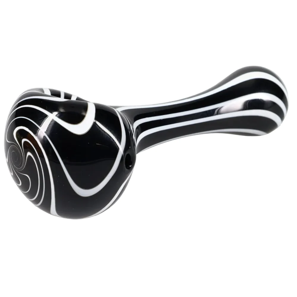 Matty White Glass Lollipop with White Lines Spoon - Assorted Colors - Image 5