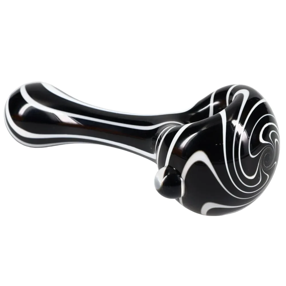 Matty White Glass Lollipop with White Lines Spoon - Assorted Colors - Image 6
