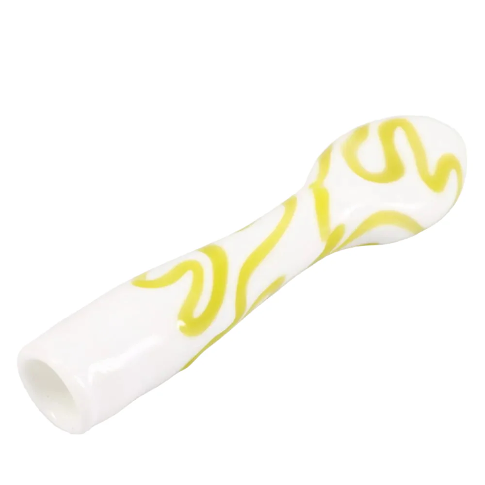Matty White Glass White and Color Squiggle Chillum - Image 2