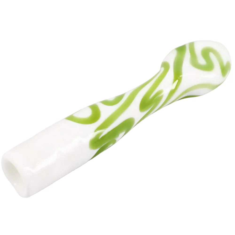 Matty White Glass White and Color Squiggle Chillum - Image 3