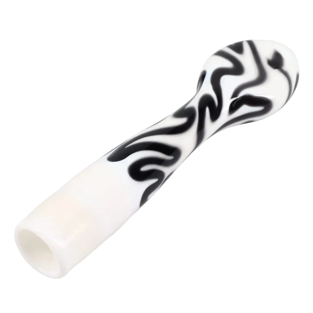 Matty White Glass White and Color Squiggle Chillum - Image 4