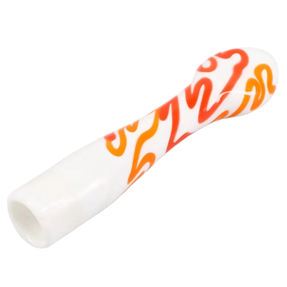 Matty White Glass White and Color Squiggle Chillum - Image 9