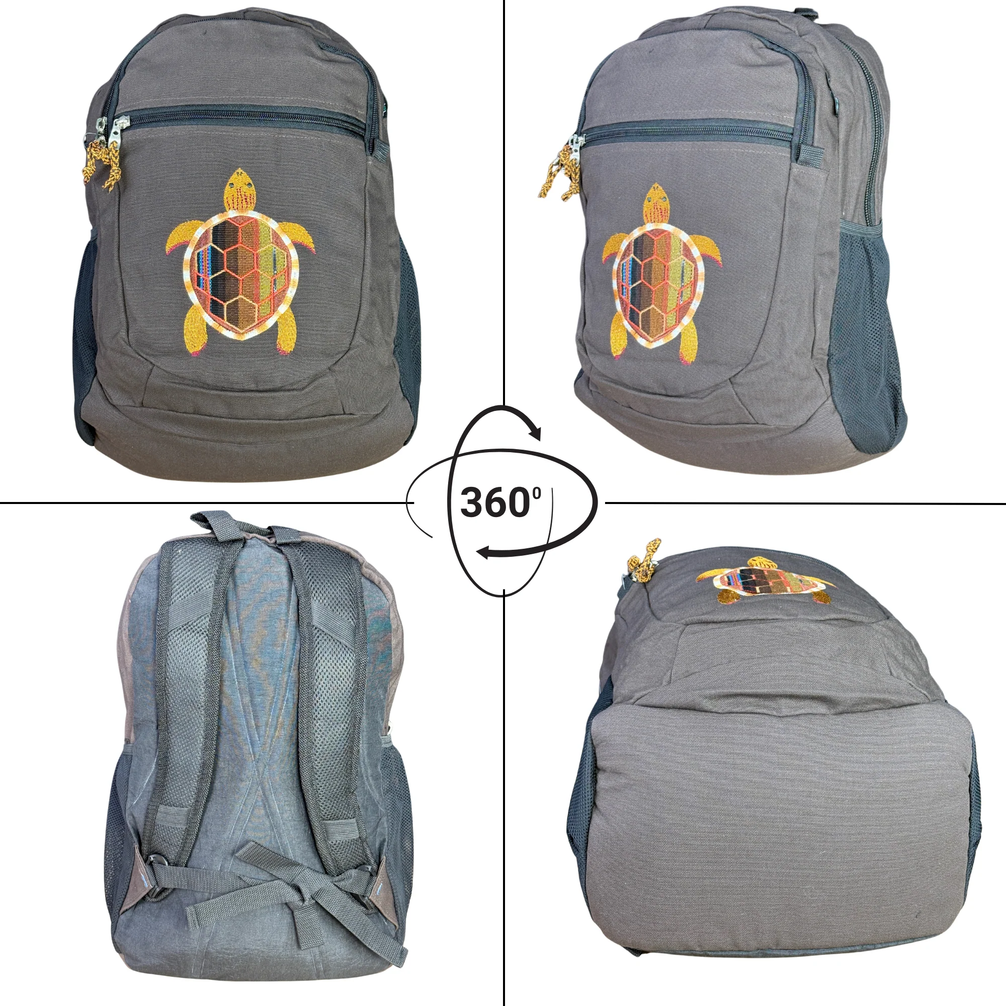 Ixchel Medium Backpack Denim With Terrapin Embroidery - Image 5