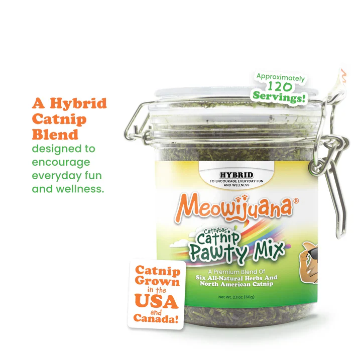 Meowijuana Jar of Catnibas Pawty Mix 60g - Image 3