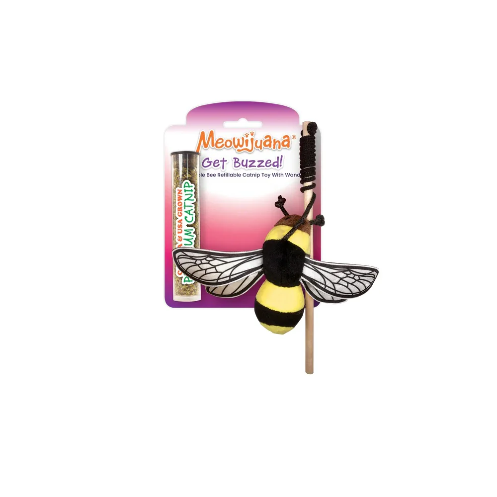 Meowijuana Get Buzzed Bee Refillable Wand Cat Toy - Image 4