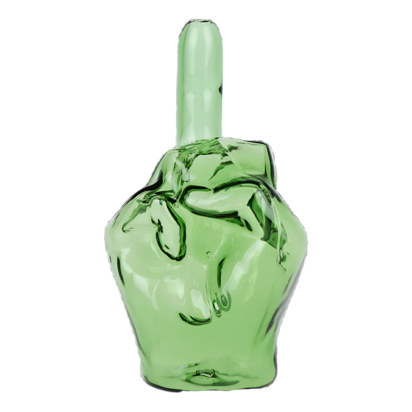 Middle Finger Glass Hand Pipe - Assorted Colors - Image 2
