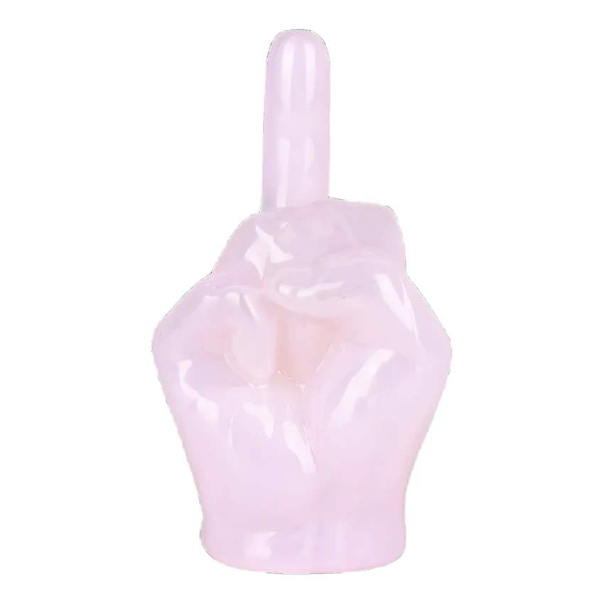 Middle Finger Glass Hand Pipe - Assorted Colors - Image 3