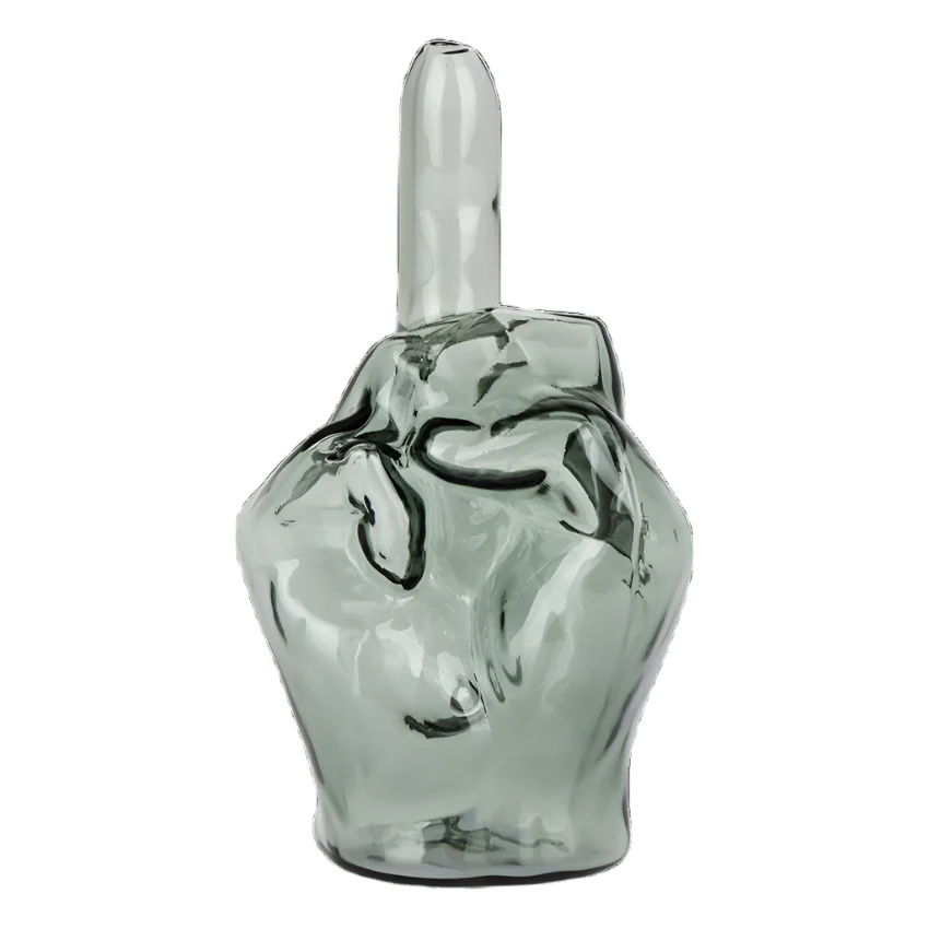 Middle Finger Glass Hand Pipe - Assorted Colors - Image 4