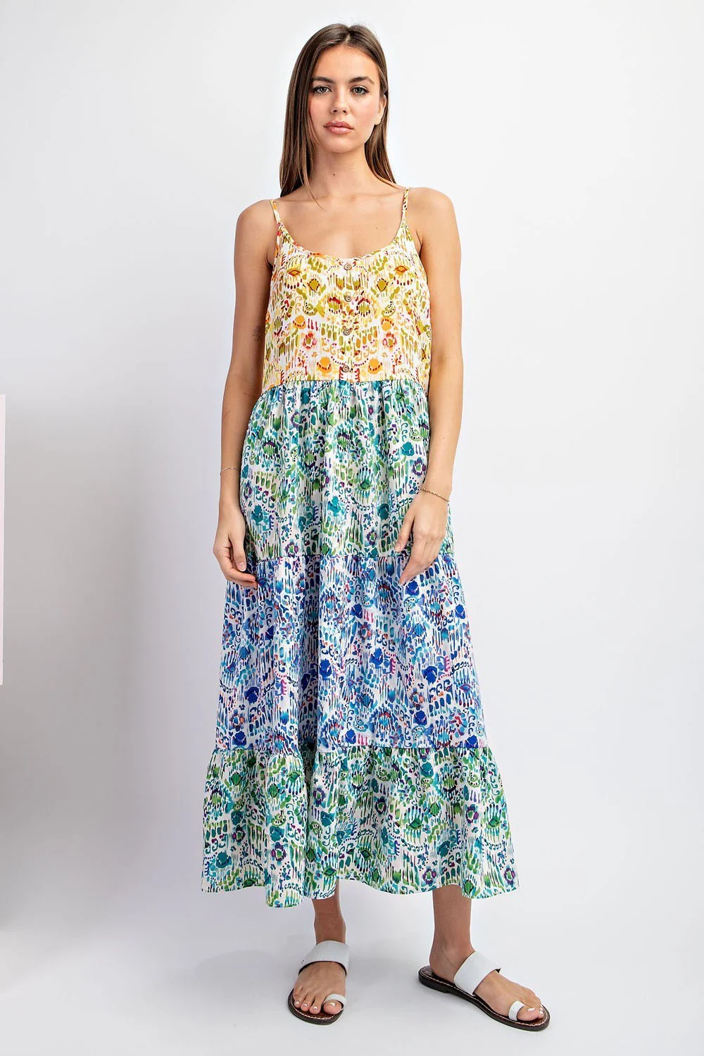 Multicolor Printed Sleeveless Midi Dress SALE