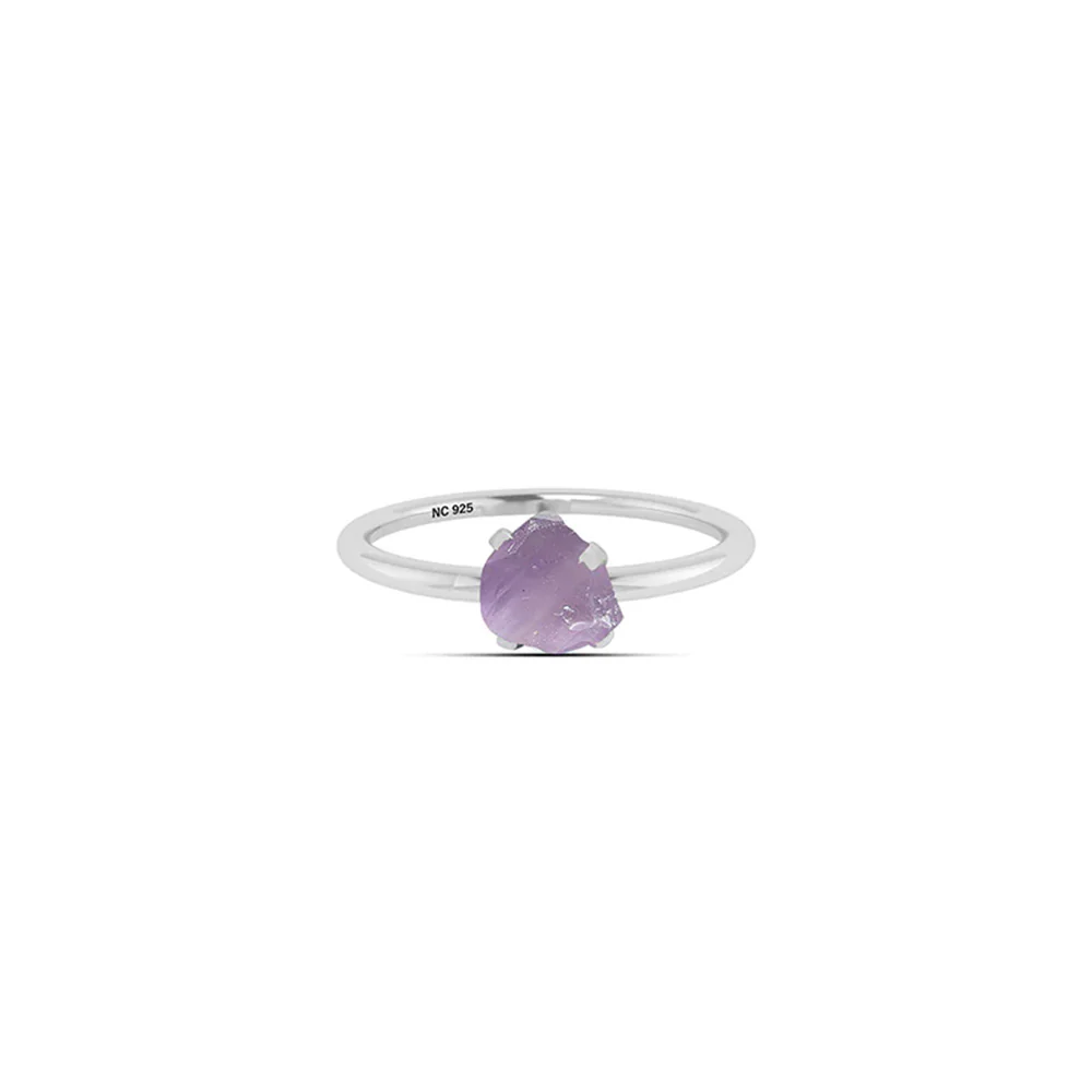 Natural Rough Amethyst Ring - 925 Sterling Silver - Image 3