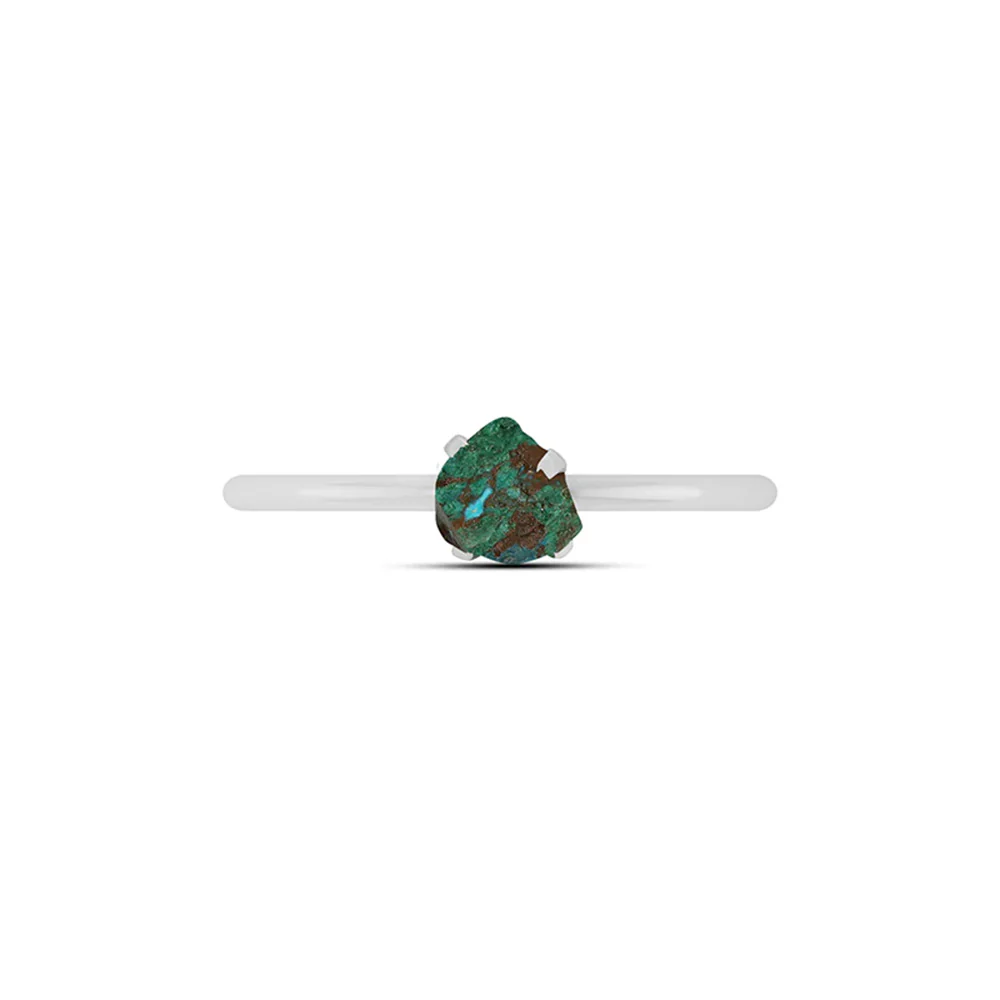 Natural Rough Chrysocolla Ring - 925 Sterling Silver