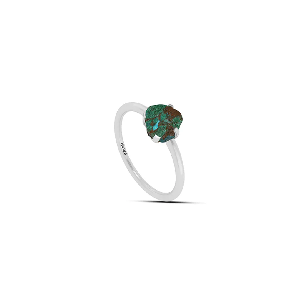 Natural Rough Chrysocolla Ring - 925 Sterling Silver - Image 2