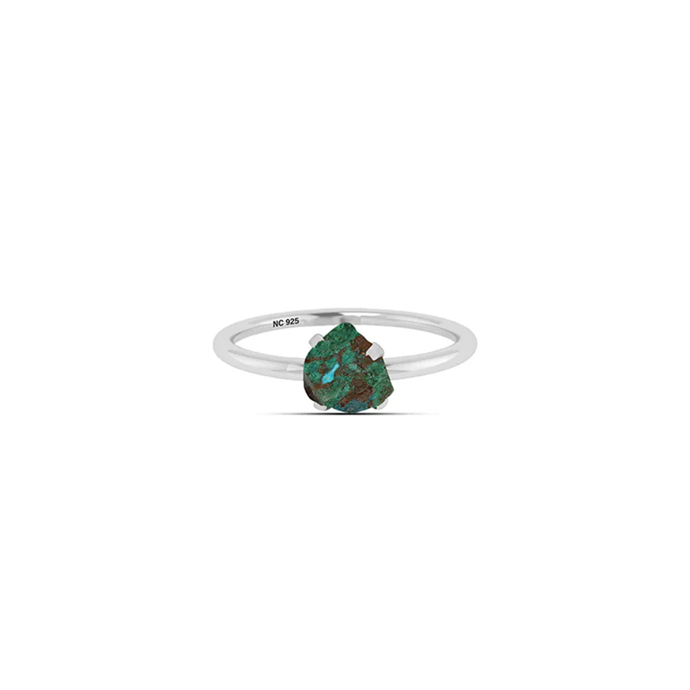 Natural Rough Chrysocolla Ring - 925 Sterling Silver - Image 3