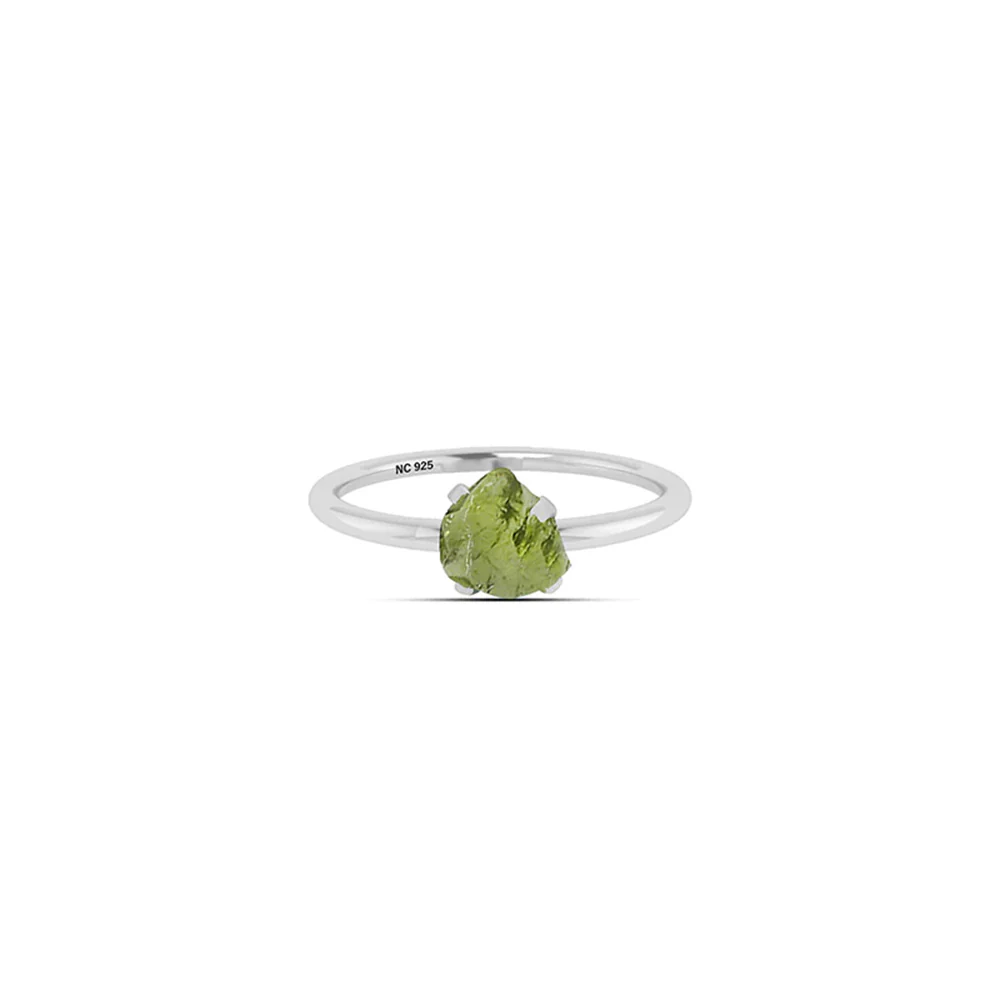 Natural Rough Peridot Ring - 925 Sterling Silver - Image 3