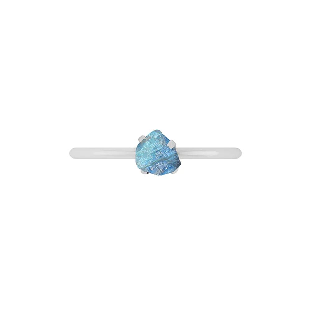 Natural Rough Rainbow Moonstone Ring - 925 Sterling Silver