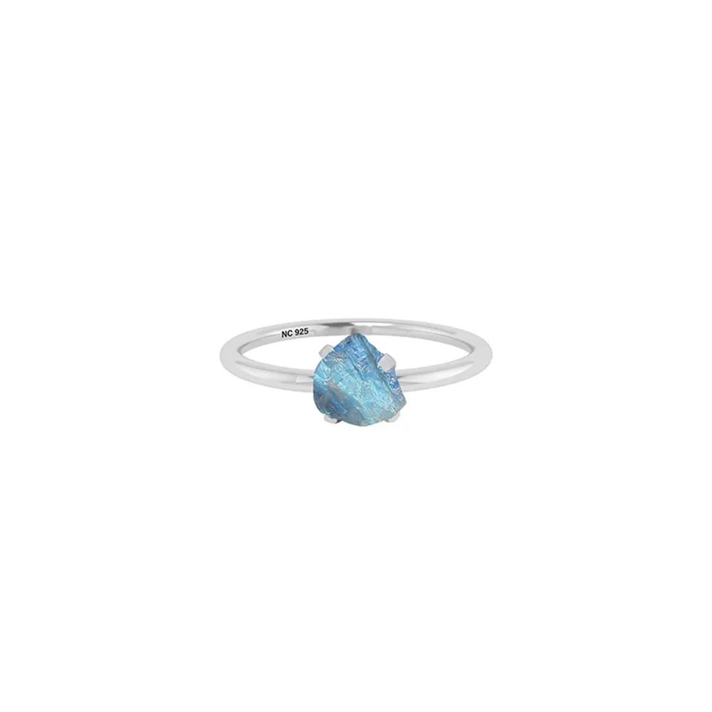 Natural Rough Rainbow Moonstone Ring - 925 Sterling Silver - Image 3