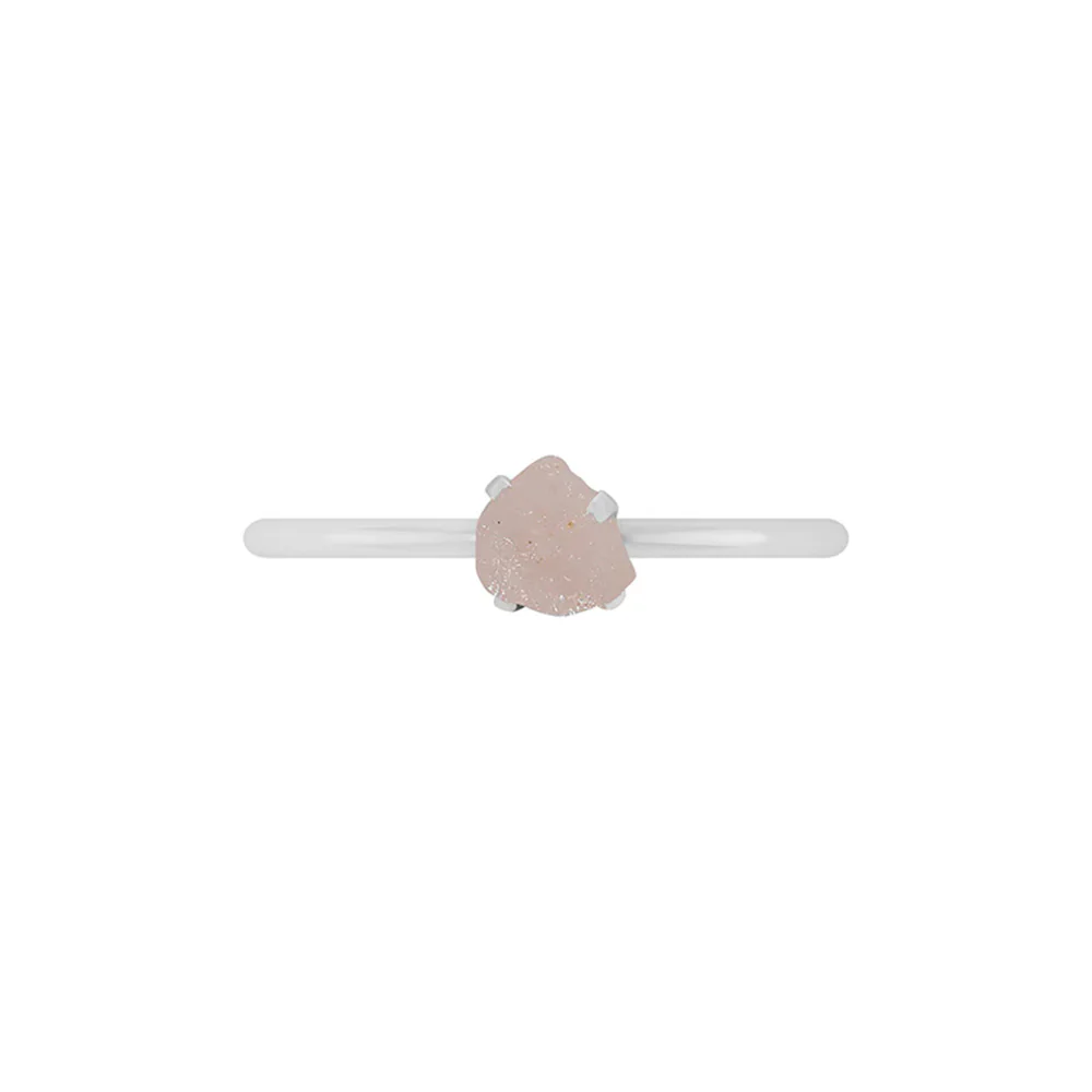 Natural Rough Rose Quartz Ring - 925 Sterling Silver