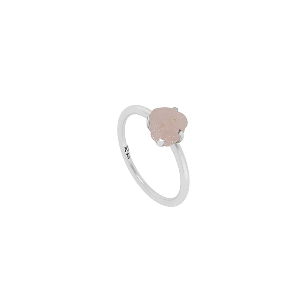 Natural Rough Rose Quartz Ring - 925 Sterling Silver - Image 2