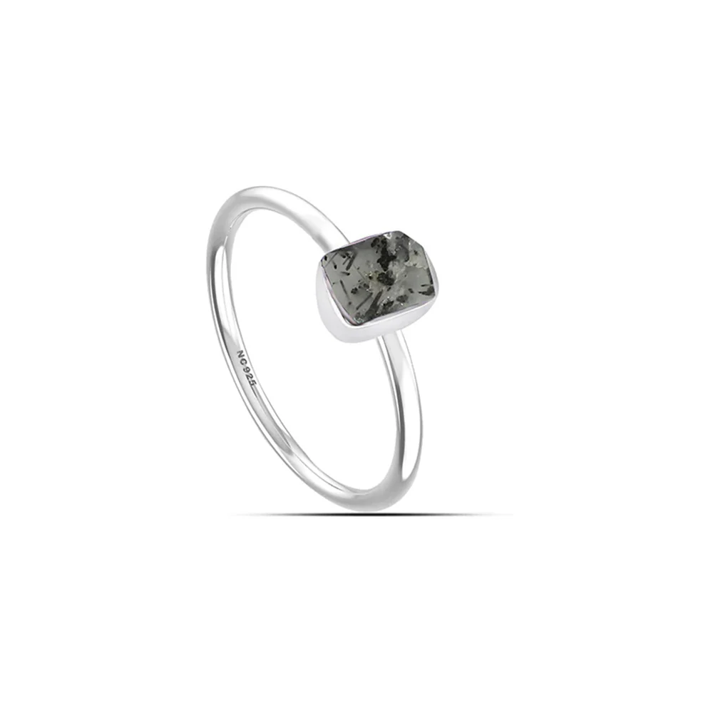 Natural Rough Tourmalated Quartz Ring - 925 Sterling Silver - Image 2