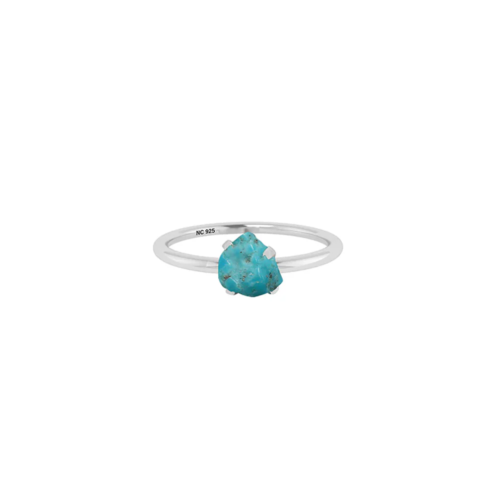 Natural Rough Turquoise Ring - 925 Sterling Silver - Image 3