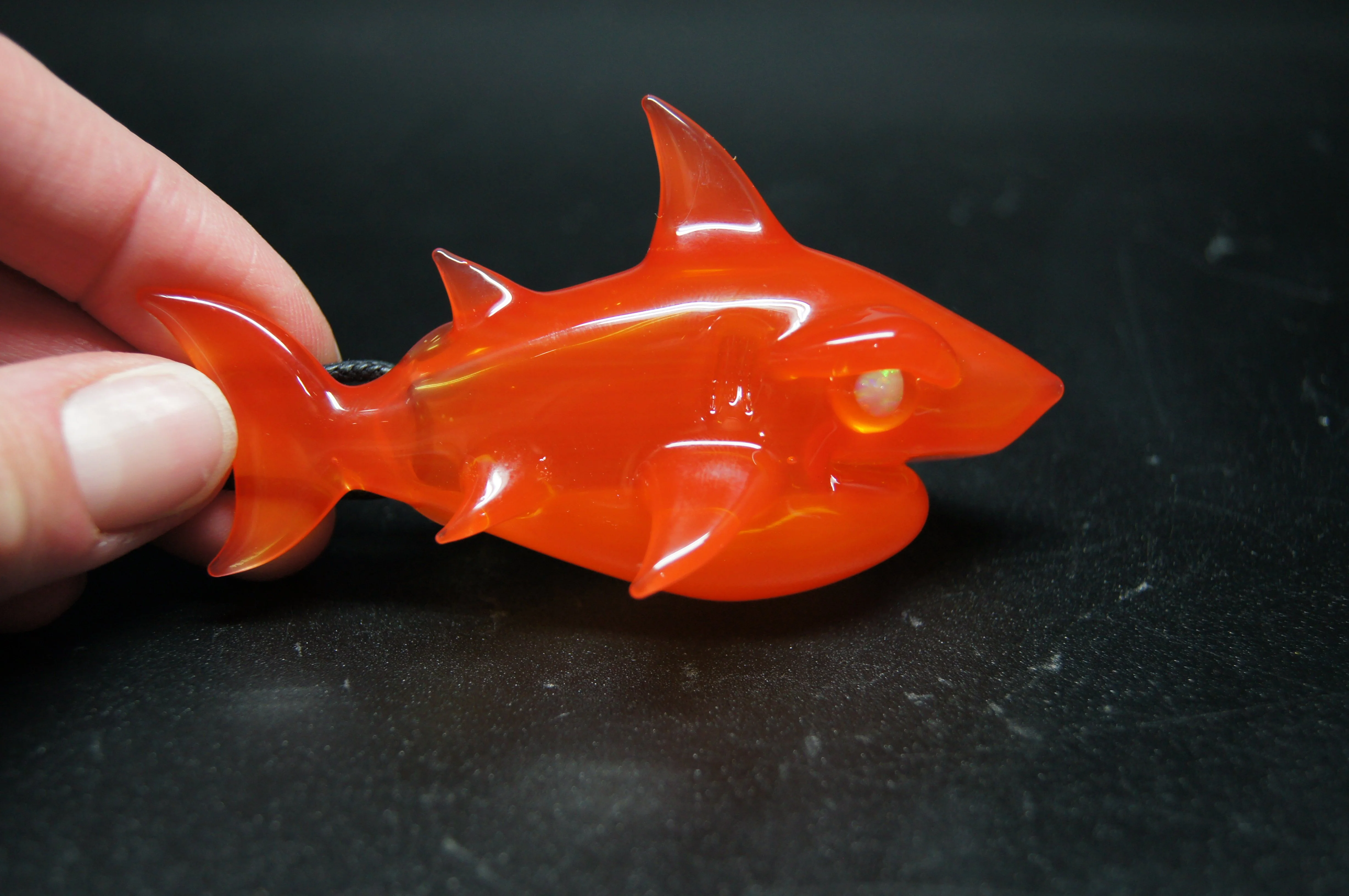 Niko Cray Glass Shark Pendant - Orange - Image 2