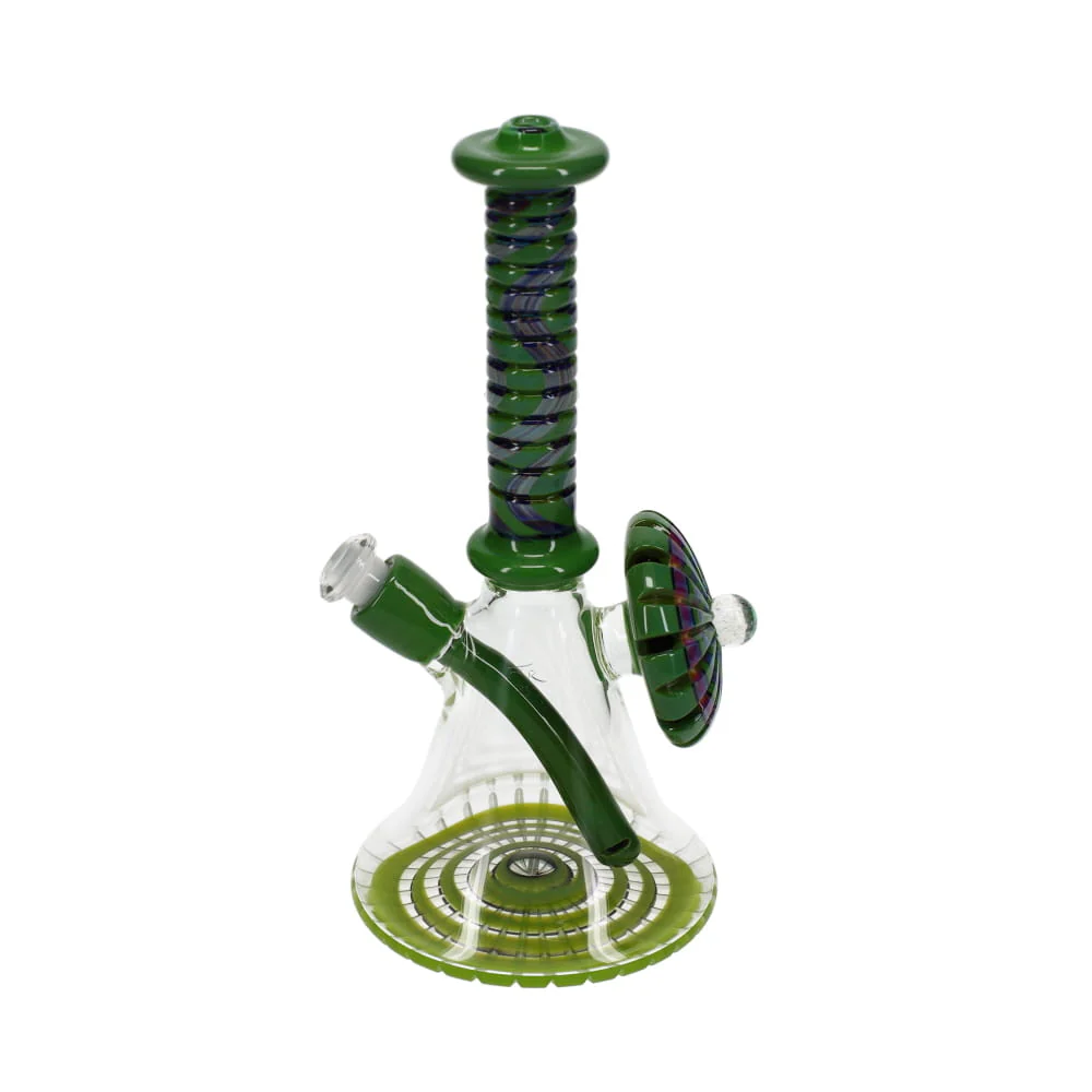 P.A. Jay Glass Green & Grey Worked Beaker - Image 3