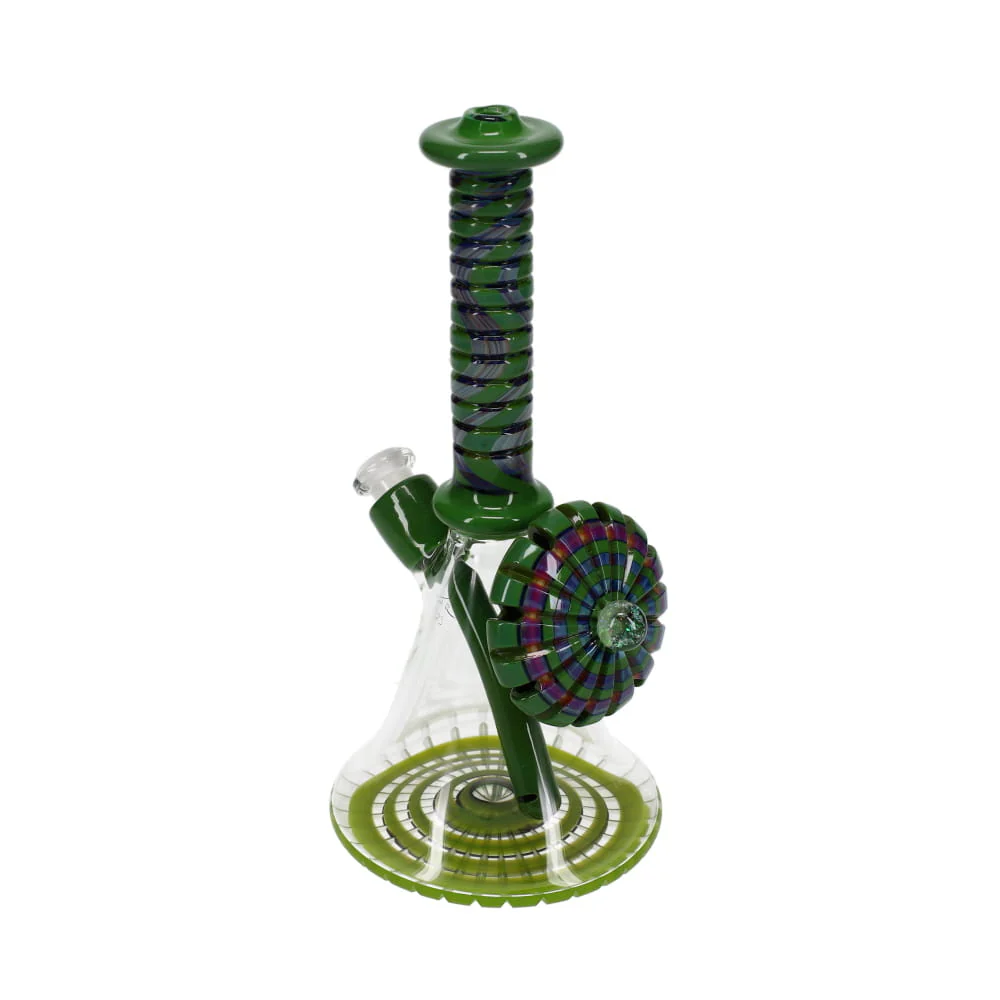 P.A. Jay Glass Green & Grey Worked Beaker - Image 4