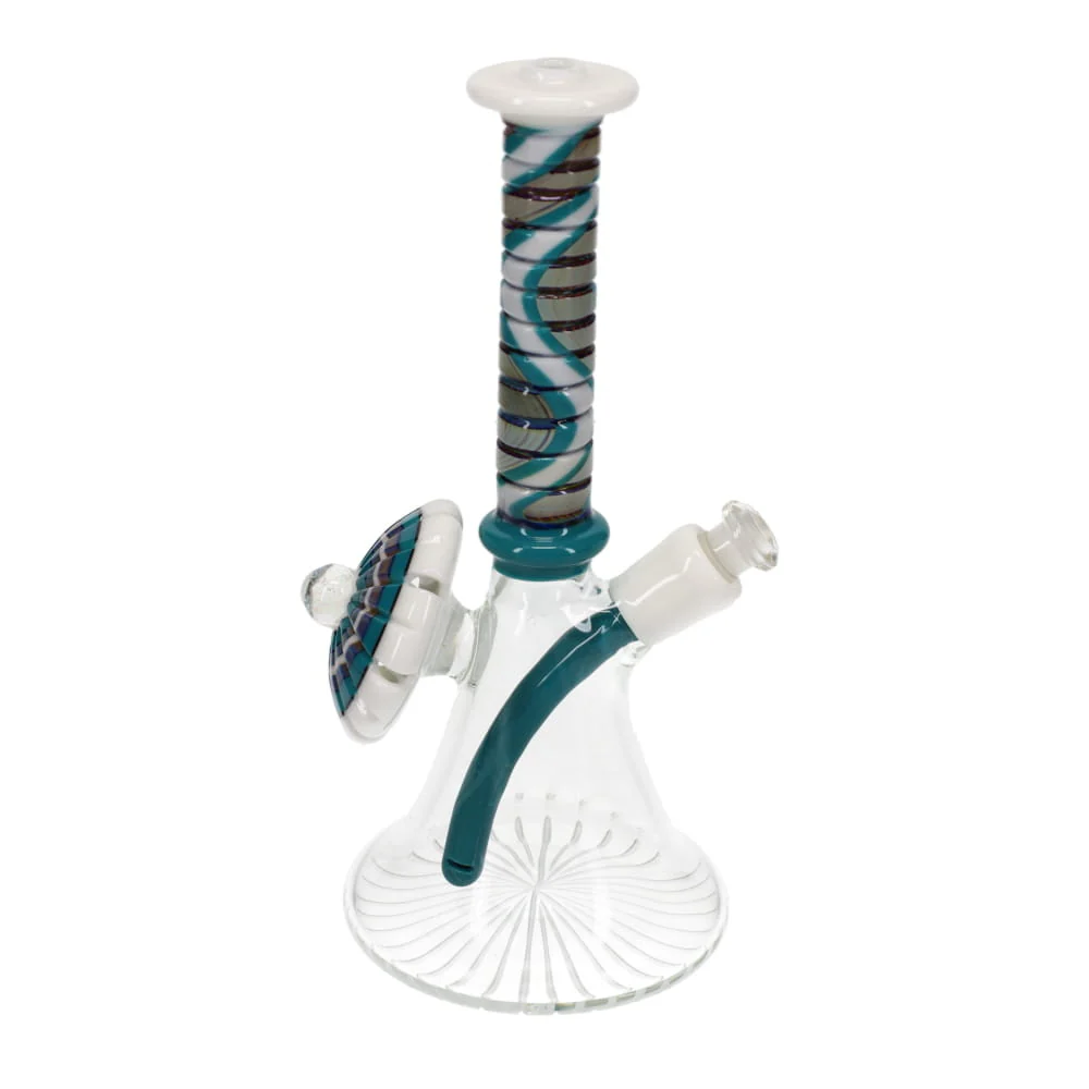 P.A. Jay Glass White & Turquoise Worked Beaker - Image 2