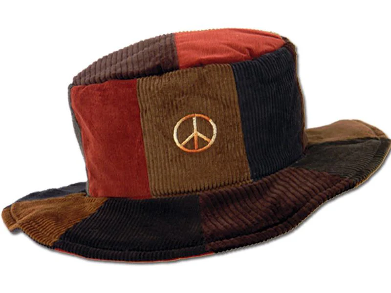 Ixchel Patchwork Floppy Hat with Peace Sign Embroidery