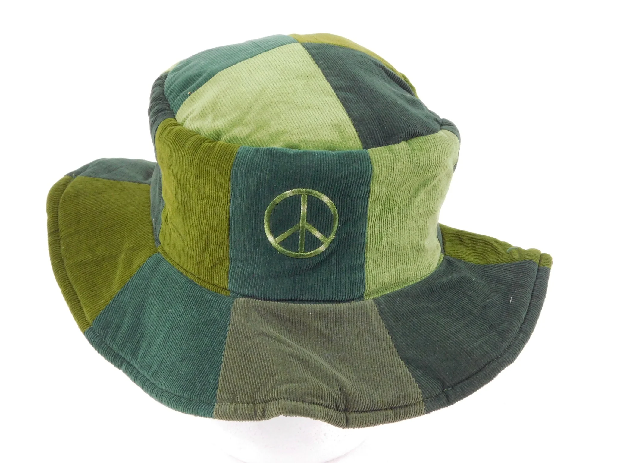 Ixchel Patchwork Floppy Hat with Peace Sign Embroidery - Image 2