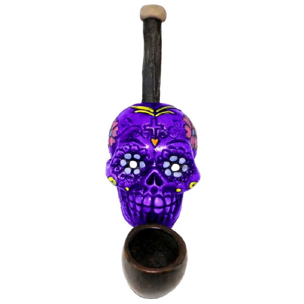 Resin Sugar Skull Pipe - Small SALE