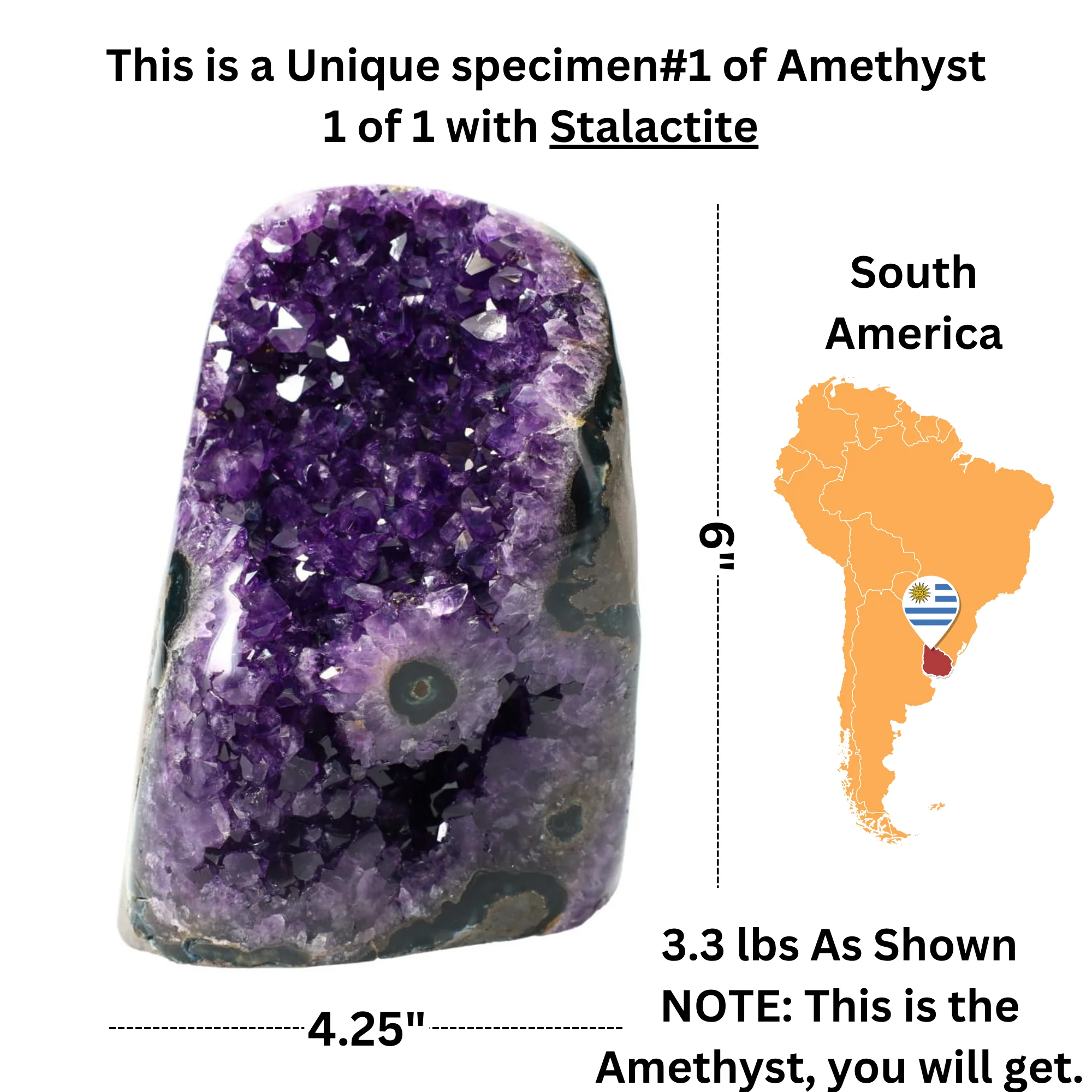 Polished Quartz Crystal Cluster – 3.325 lb Raw Amethyst - Image 5