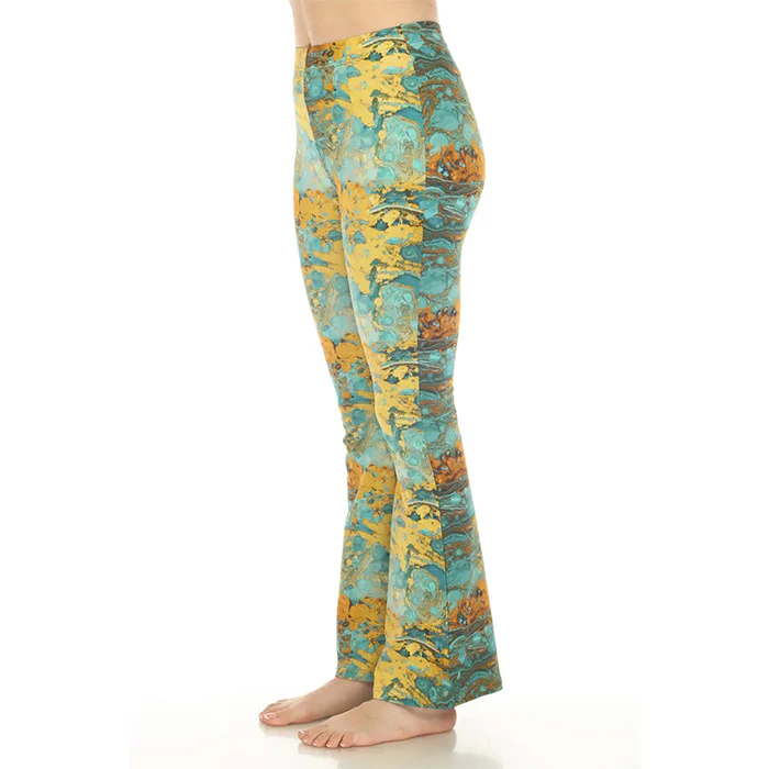 Psychedelic Marble Bellbottom Pants in Turquoise - Image 2