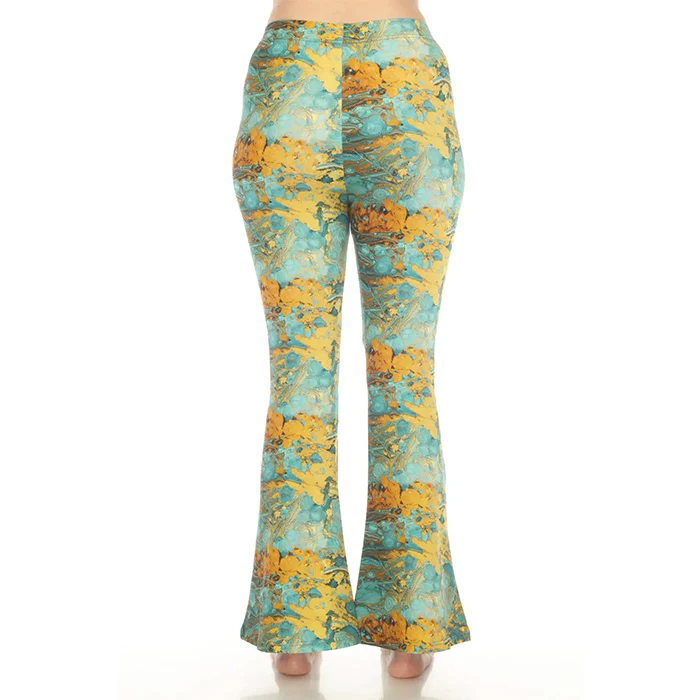 Psychedelic Marble Bellbottom Pants in Turquoise - Image 3