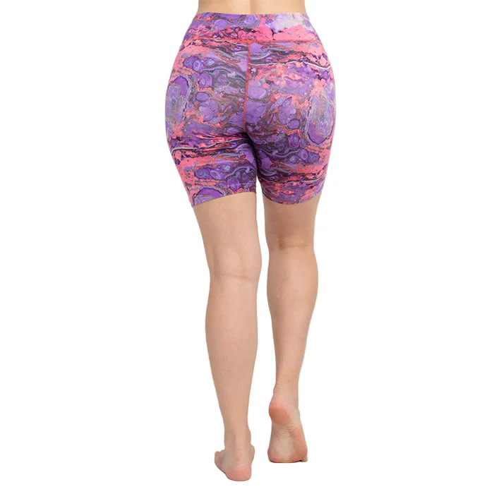 Psychedelic Marble Bike Shorts in Purple - Image 3