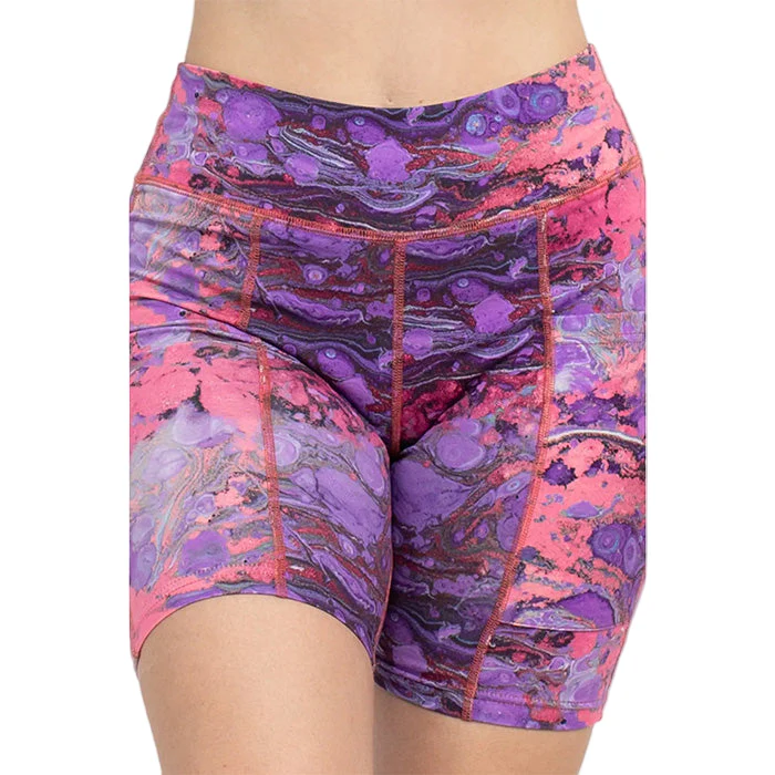 Psychedelic Marble Bike Shorts in Purple - Image 4