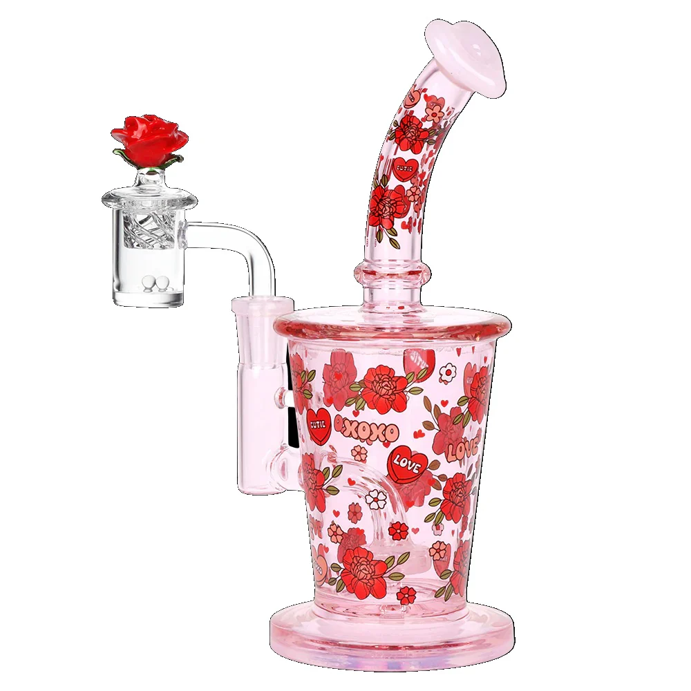 Pulsar 8" Nectar Collector & Dab Rig Set - Rose XOXO - Image 2