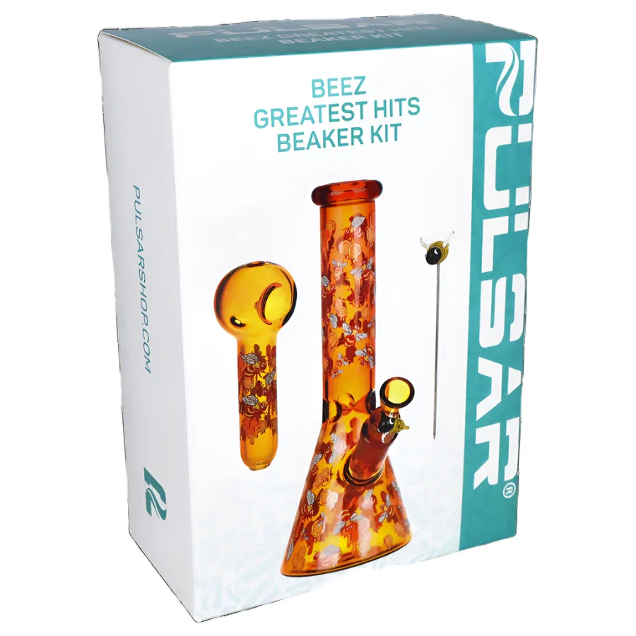 Pulsar Greatest Hits Series 10" Glow Water Pipe & Hand Pipe Set - Beez - Image 8