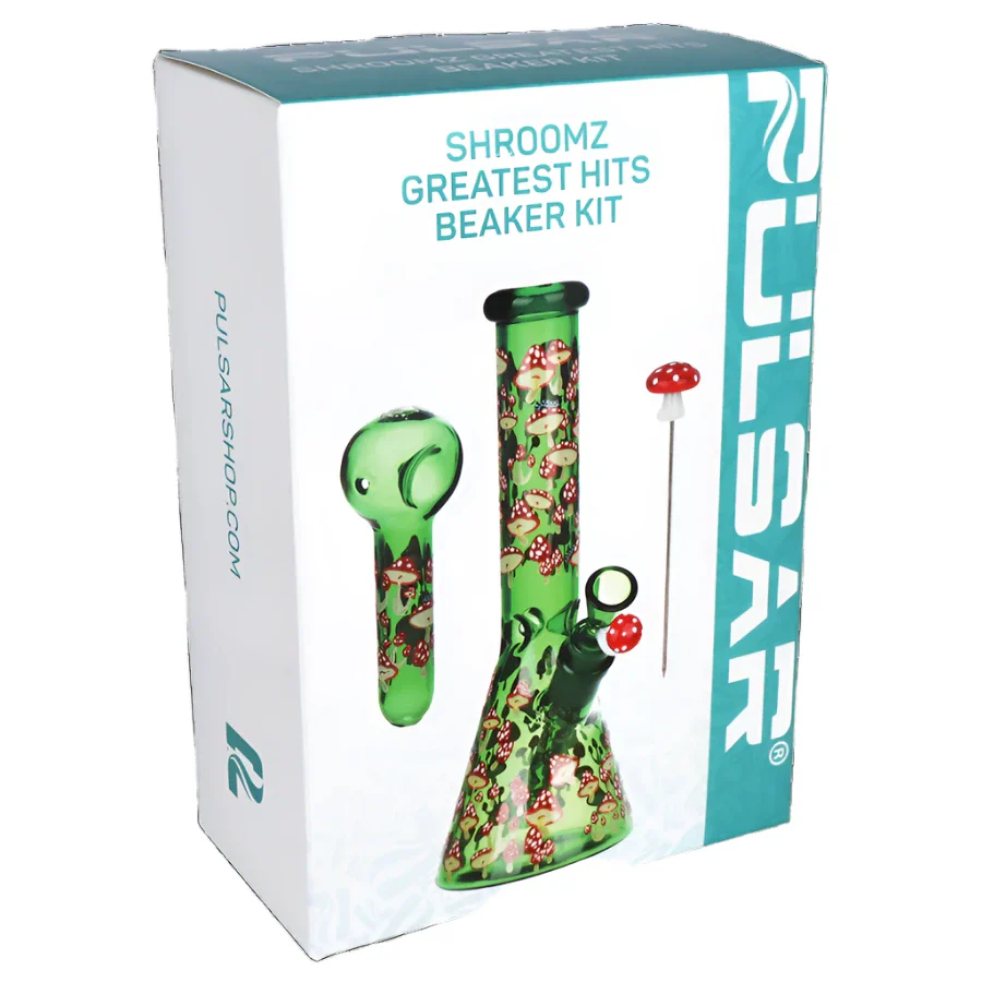 Pulsar Greatest Hits Series 10" Glow Water Pipe & Hand Pipe Set - Shroomiez - Image 5