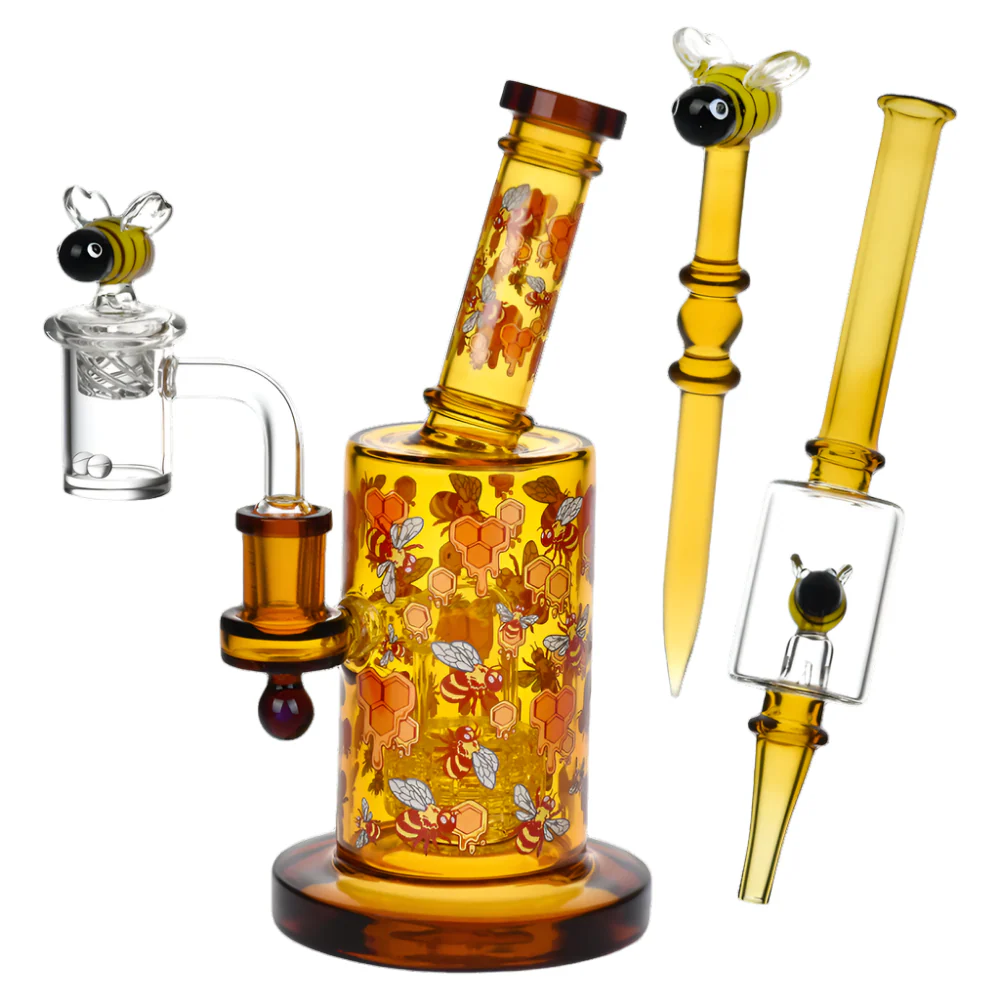 Pulsar Greatest Hits Series 8" Glow Nectar Collector & Dab Rig Set - Beez