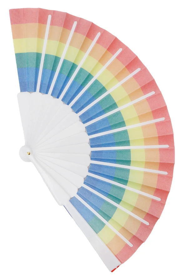 Rainbow Folding Hand Fan - Image 2