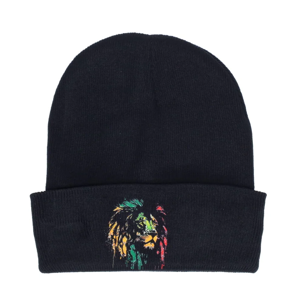 Rasta Lion Black Beanie